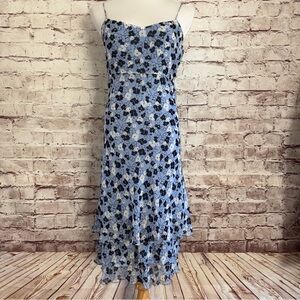 Ann Taylor Blue and Black Floral Dress